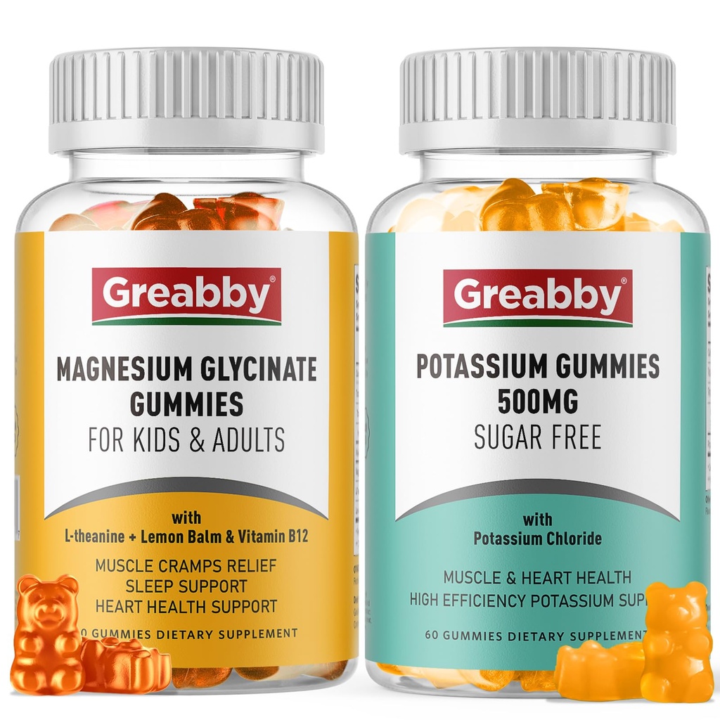 Potasium Magnesium Gummies, Potasium Chloride 500mg, Magnesium Glycinate 300mg, Mineral Suplemen untuk Keluarga