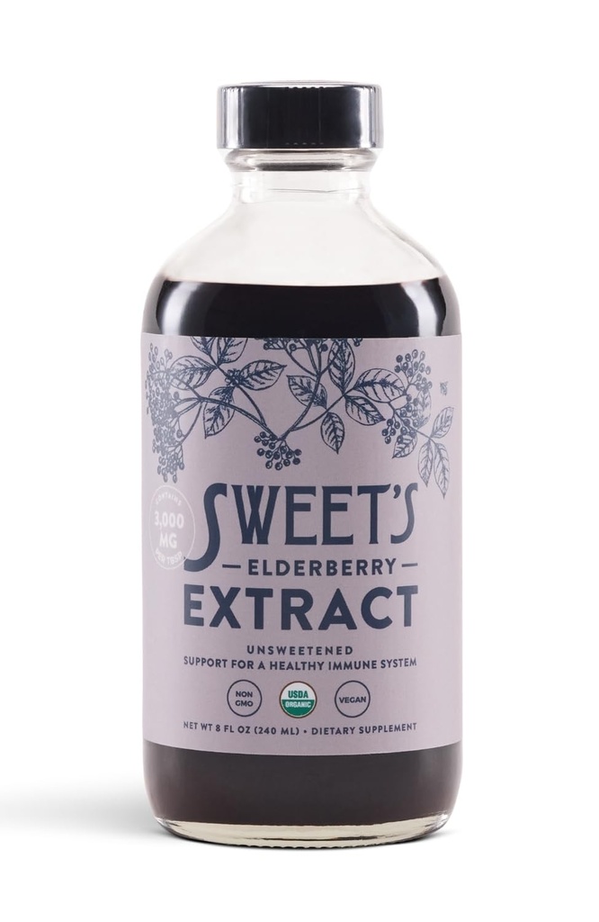 Ekstrak Elderberry Organik 124; Unsweetened Elderberry Hammune Dukungan: Vegan 124; Keto dan Diabetic Friendly 124; 8 fl oz Bottle 124; Alcohol- Free Alag4; Certified USDA Organik
