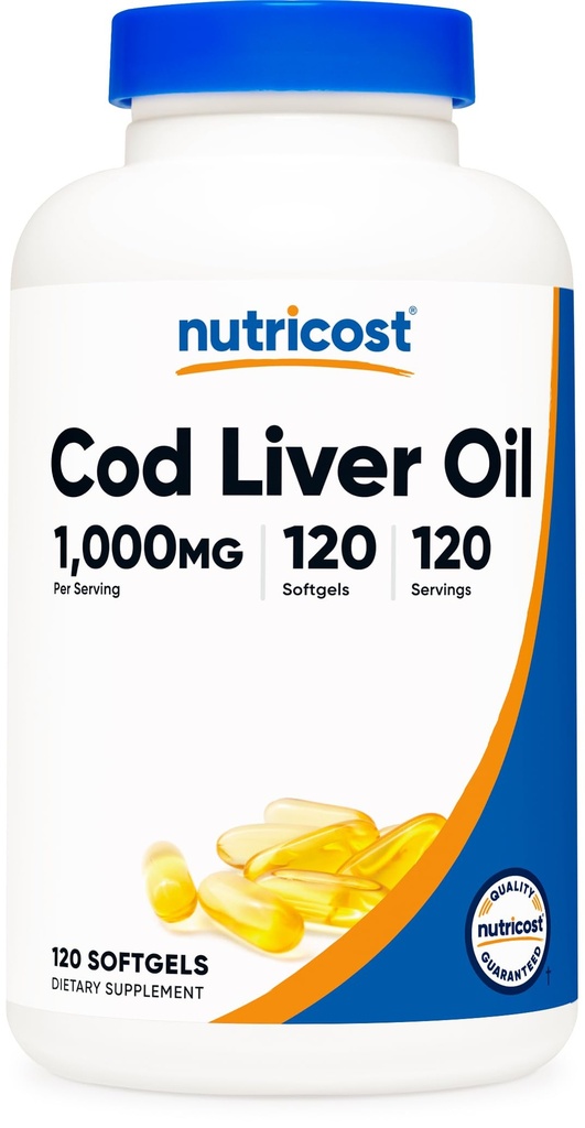 Nutricost Cod Liver Oil 10000mg, 120 Softgels - Non- GMO & Gluten Free