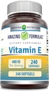 Amazing Formulas Vitamin E Suplemen 124; 400 IU Per Serving 124; 240 Softgels 124; Non-GMO 124; Gluten-Free 124; Made in USA