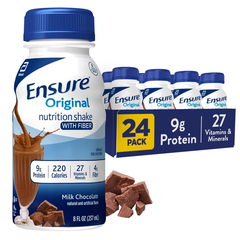 Pastikan Shake Coklat Susu Asli Dengan Serum Fiber 124; Penggantian Meal Kecil Shake 124; Siap untuk Minum 124; 9g Protein, 27 Vitamin dan Mineral 124; 8 fl oz - 24 Pack