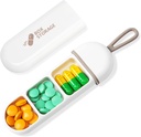 Toplive Travel Pill Organizer, Portable Pill Container Mini Daily Pill Organizer, Small Case Travel Medical Organizer Pocket Tambahan Minyak Ikan, White Grey