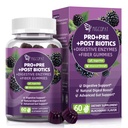 Migcopat Pre Post Progities Gummies, Probiotic Prebiotic Postbiotic Digetical Enzymes dengan Fiber, 120 Milyar CFU Progration Complete Gut, Sugar Free, Vegan, BlackBerry Flavor, 60 Cts