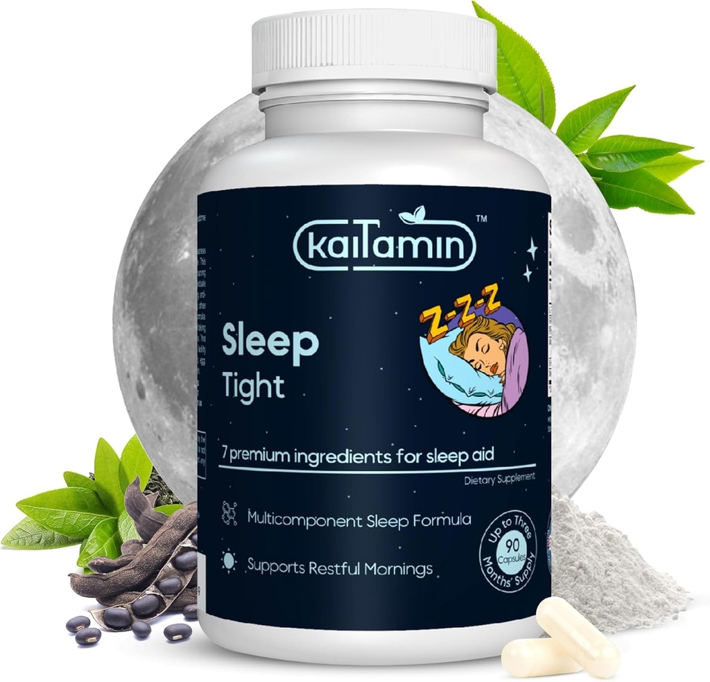 Melonaxin Natural Sleep Aid, Theanine, 5- HTP, GABA, Mucuna Pruriens, Phellodendron dan Magnesium for Sleep & Stress Support, 90 Capsules 45 Days Supply - 7 in 1 Sleep Aid