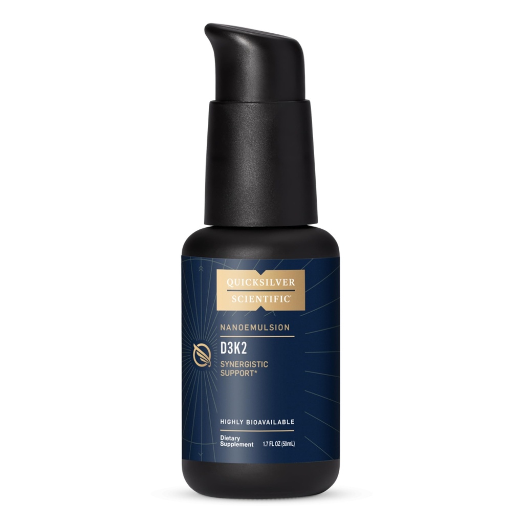 Quicksilver Scientific Nanoemulsified D3K2 - Emulsified Liquid Vitamin D3 + K2 MK7 Lipomal Suplemen untuk Heart, Bone Health + Ammune Dukung - Bioactive 2500IU for Enhanced Absorpsi (1.7oz / 50ml)