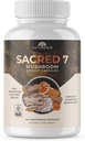 Naturealm Sacred 7 Organic Mushroom Powder for Coffee - Premium Mushroom Blend with Lions Mane, Reishi, Chaga - USDA Organic Daily Wellness Blend (120 Count (Pack of 1), Sacred 7)