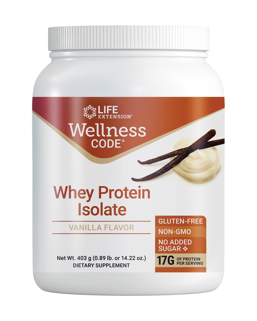 Kode Wellness Hidup (Isolat Protein Whey), Protilla dan percabangan asam Amino Chain untuk Perkembangan Muscle & Imune Kesehatan, tidak ada Gula ditambahkan, Gluten Bebas, Non-GMO, 403 Grams (20 Servis)