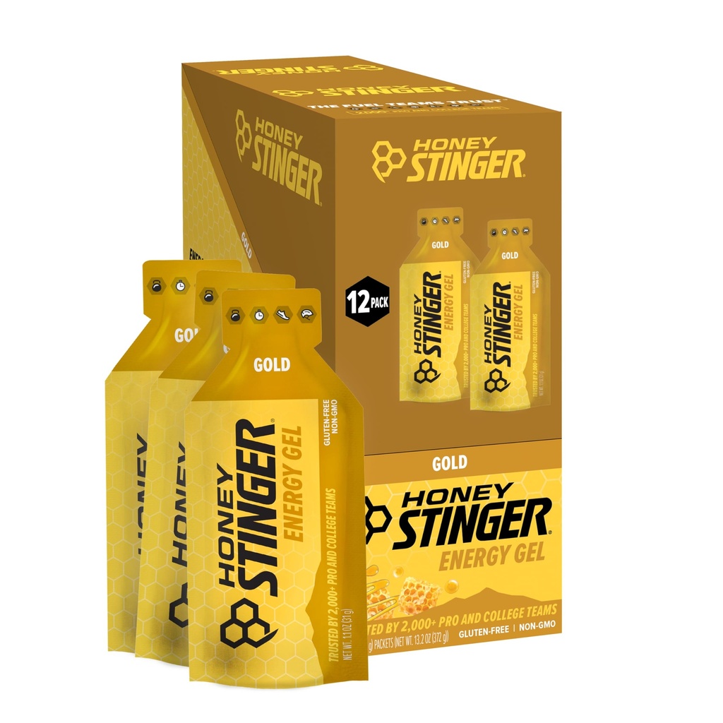 Honey Stinger Gold Energy Gel, Gluten Free & Caffeine Free, for Exercise, Running and Performance, Sports Nutrition for Home & Gym, Pre and Mid Workout, 12 Pack, 13.2 Ounce