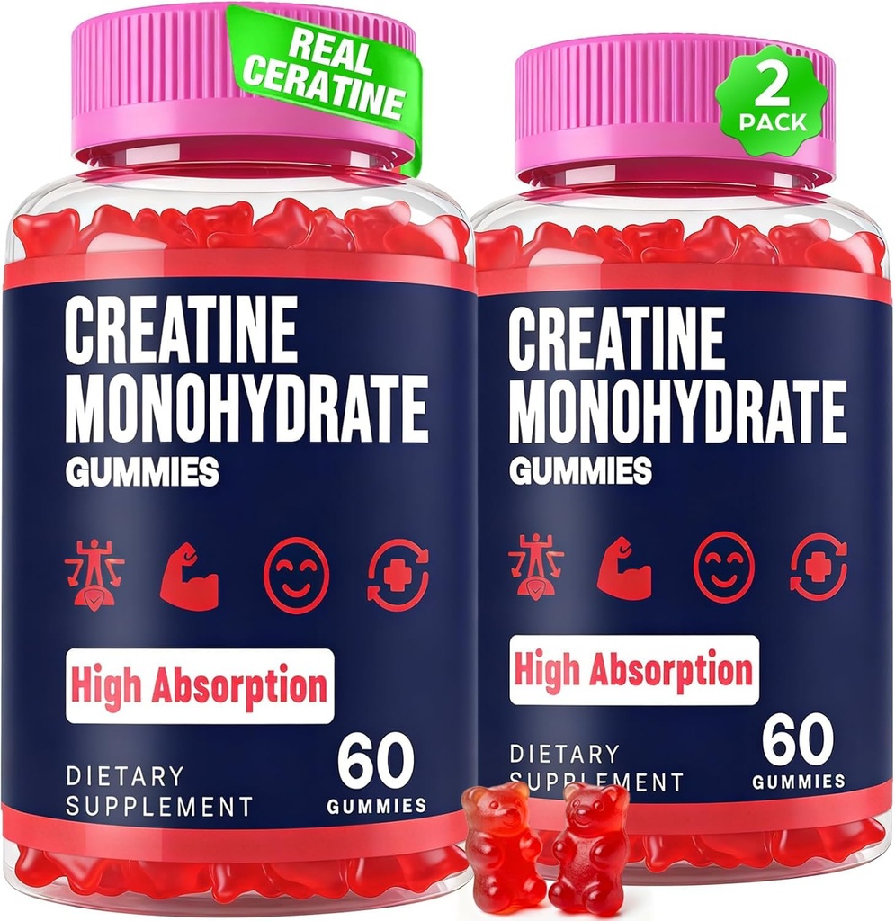 Creatine Monohydrate Gummies for Women & Men, Taurine & B6, Chewable Creatina Pre Workout Gummies for Max Power & Muscle Growth, Energy, Endurance, Creatine for Men & Women & Women