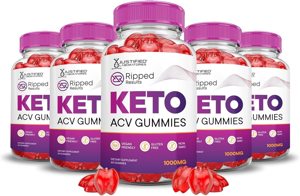 Laboratorium yang disederhanakan (5 Pack Ripped Results Keto ACV Gummies Lanjutan Formula 100MG Ripped Hasil Diatur dengan Powder Beet Juice B12 Vegan Non GMO 300 Gummys