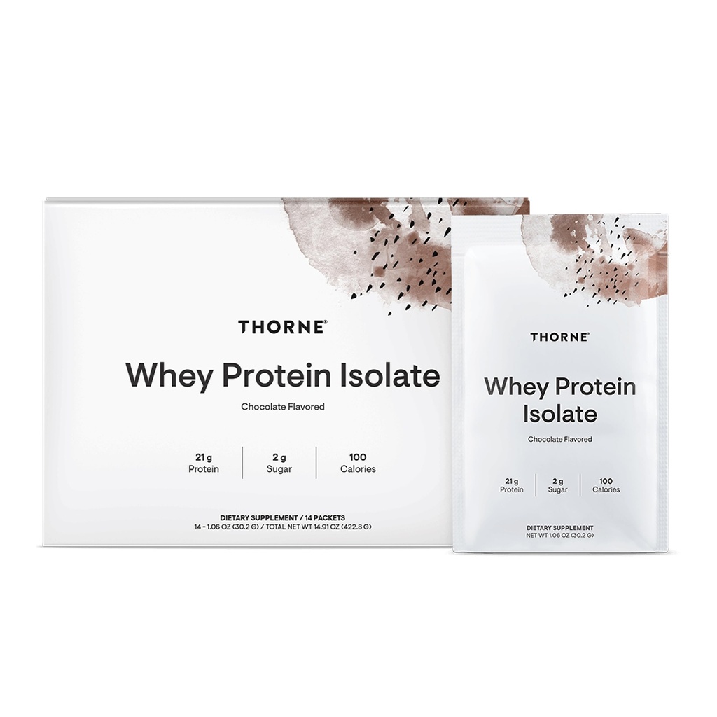 THORNE - Whiy Protein Isolate - Balanced Amino Acids Profile dengan BCAAs - 21 Grams of Easy to Digest Whey Protein Powder - NSF Cerafied for Sport - Chocolate - Gluten & Soy- Free - 14 Paket