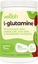 Wellah L-Glutamine Powder Strawberry Kiwi (50 Pelayan) - 5g L- Glutamine Per Serving, Sweetened dengan Stethia