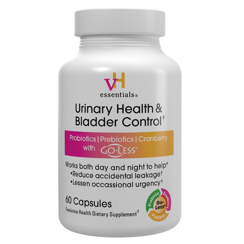 vH essenitial Urinary Health & Bladder Control, Cranberry Extract, Pregities dan Progories, 24- Hour Feminine Health Support, Reduces Occasional Leakasi, Supports Vaginal Health, 60 Kasules