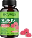 NATURELO Vegan D3 Gummies for Kids - 1000 IU Vitamin D3 - Plant - Based Whole Food Suplemen untuk Anak 4 dan lebih tua - 60 Vegan - Friendly Gummies