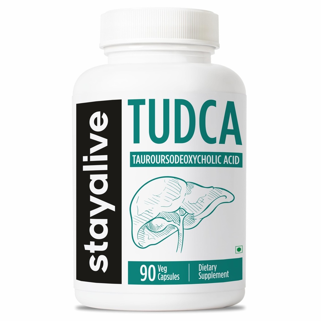 STAY ALVE TUDCA Capsules 500mg, Tauroursodeoxycholic Acid Bile Salts, 90 Count, Non-GMO & Gluten Free TudCA Suplemen untuk Pria dan Perempuan