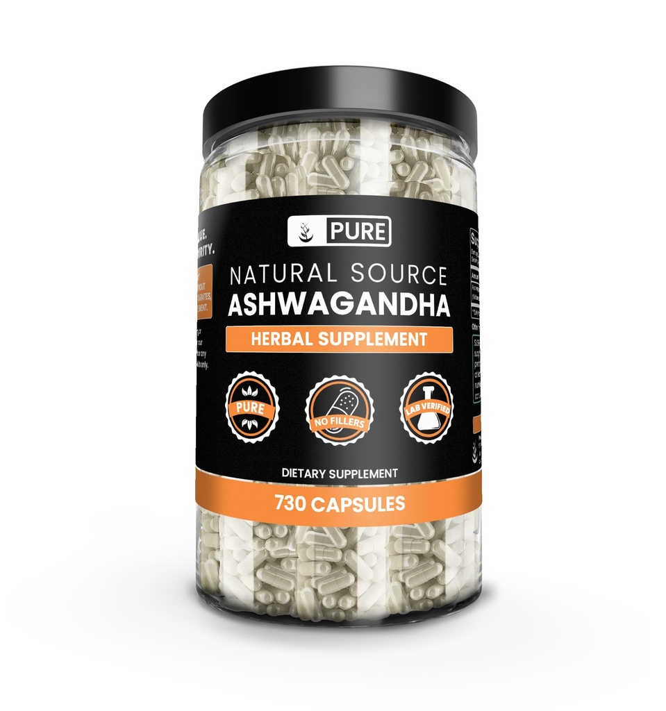 Murni Asli Ingrediens Ashwagandha (730 Capsules) No Magnesium Or Rice Fillers, Always Pure, Lab Verified