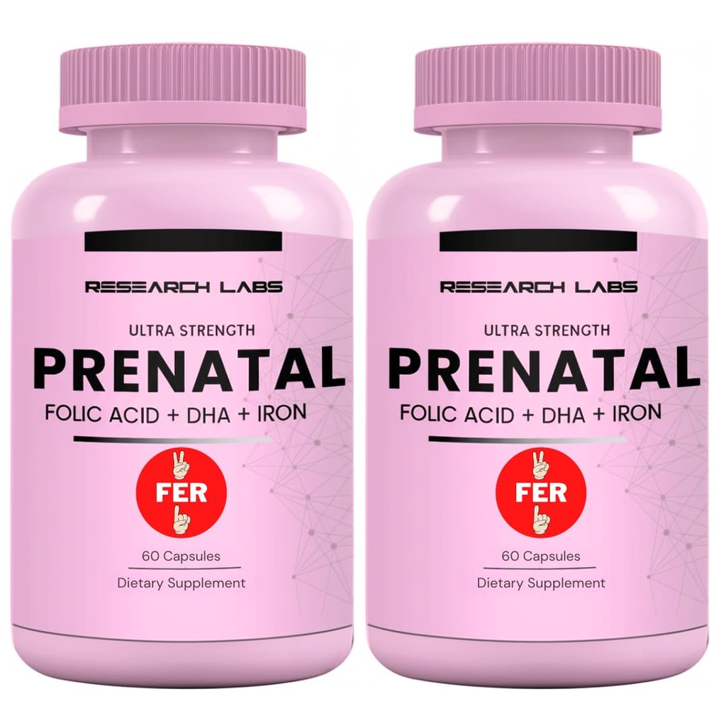 Lab Riset Prenatal Vitamin untuk Perempuan 2 Fer 1 Ad: 6X Lebih Bioavable Metholated Folic Acid MTHF 5 O124; Supports Brain Development, Heally Growth