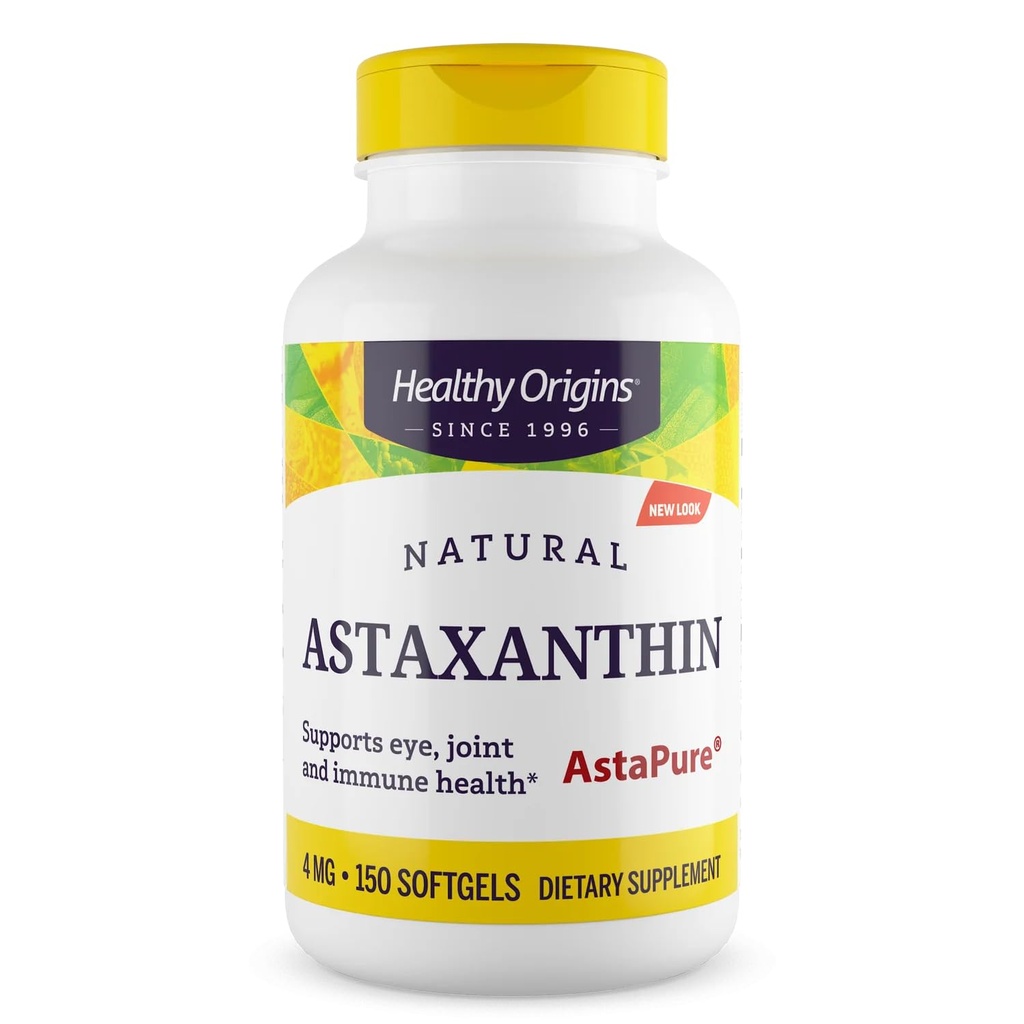 Origins Sehat Astaxanthin 4 mg (Natural, Asture, Non- GMO, Gluten Free, Eye Dukung, Dukungan Gabungan, Dukungan Imune), 150 Softgels