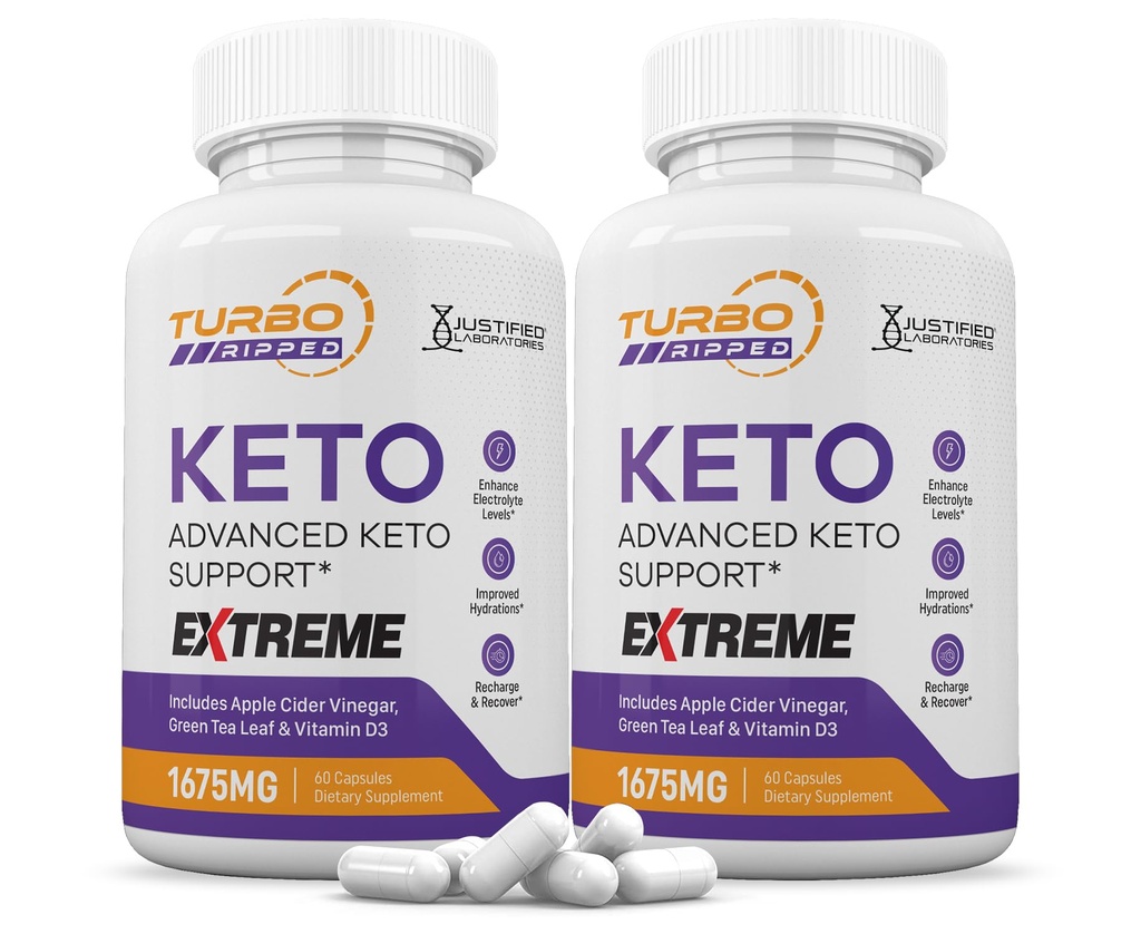 (2 Paket) Turbo Ripped Keto ACV Ekstrim Pil 1675MG Keto Dukungan Alternatif Capsule ke Keto ACV Formulasikan dengan Apple Cider Vinegar Extra Virgin Zaitun Powder Green Tea Leaf 120 Capsules