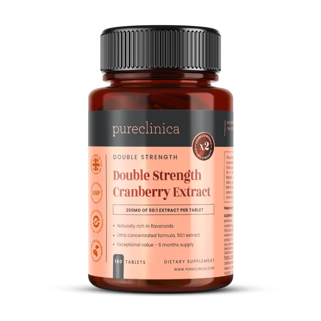 puberica Kekuatan Ganda Cranberry Ekstrak 10.000mg x 180 Ultra Terkonsentrasi tablet - 6 Bulan Supply