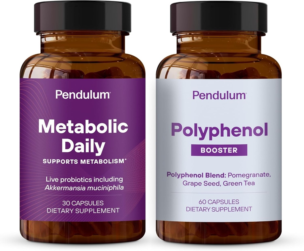 Pendulum Metabolic Daily & Polyphenol Booster Bundle - Proprietary Akkermansia Probiotic Suplemen Campuran untuk Meningkatkan Metabolisme & Cardio Kesehatan