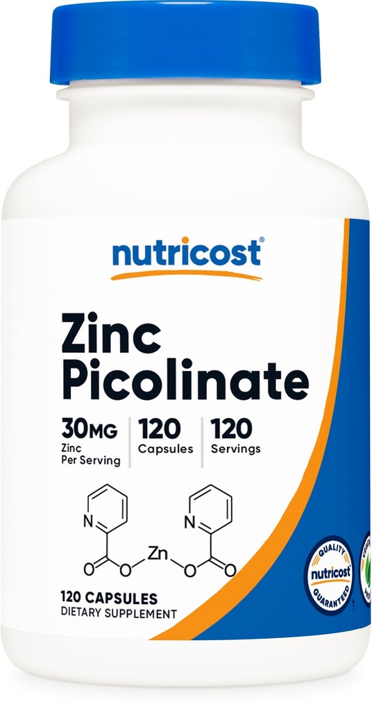 Zinc Picolinate 30mg, 120 Capsules - Gluten Free and Non- GMO