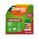 Zyrtec 24 Hour Hives Relief Tablet Relief, 10 mg Cetirizine HCl Tablet untuk Membantu Mengurangi Hives & Mengurangi Gatal Karena Hives, Bible Antihistamin untuk Itch Relief & Perawatan Urtikaria, 30 ct