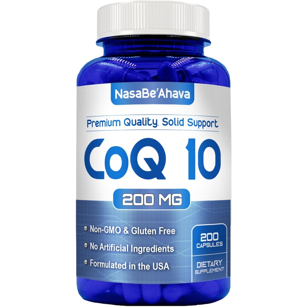 CoQ10 200mg Capsules 124; Vegan Friendly Coenzim Q10 200mg dari Suplemen Absorpsi Mudah Ubiquinone untuk Dukungan Skin Heart dan Energi; Dibuat di Amerika Serikat dalam Fasilitas CGMP (200 Pelayan)