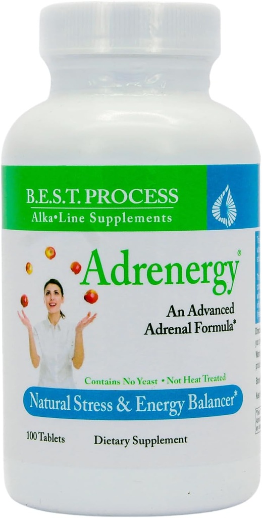 Adrenergy (12 Pack) Best Process Alkaline - Dukungan Adrenal Adrenal dengan Ekstrak Kandang Adrenal, Adaptogen, Vitamin & Mineral