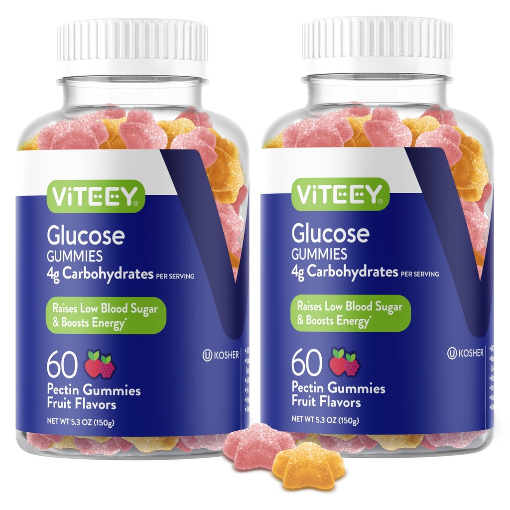 Vareey Glummies - 4g Carbohydrates - Akting Cepat Alternatif untuk Tablet Gluey - Energi dan Gula Darah Dukungan - Vegan, Gluten Bebas, Grantin Free - 120 Count