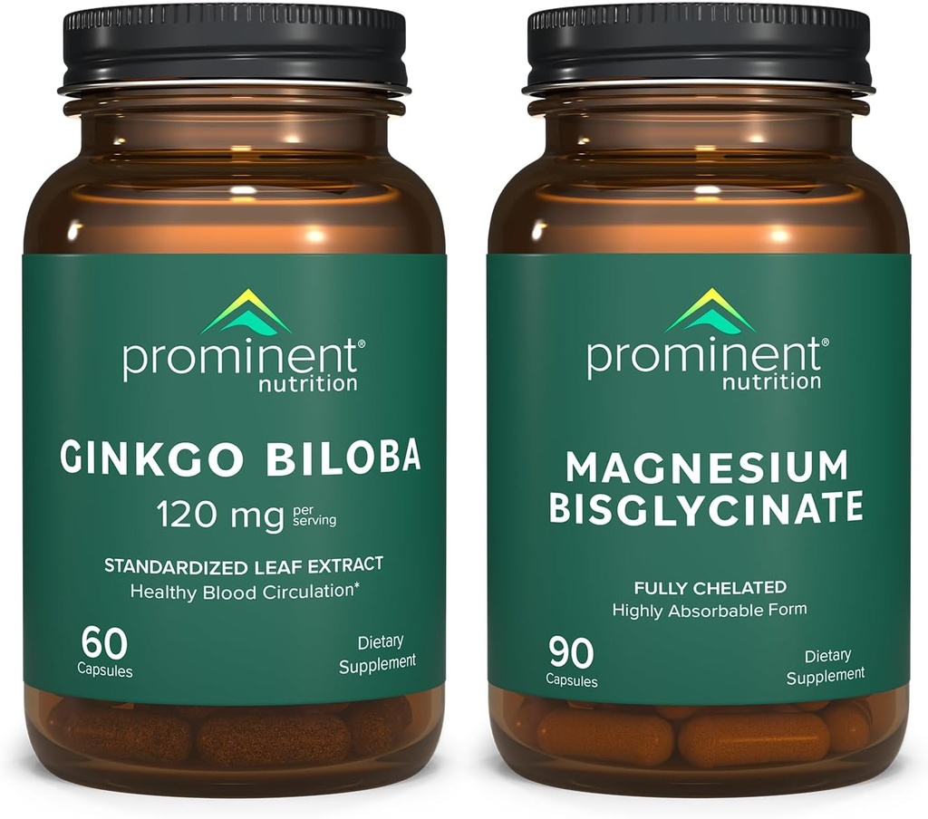 Pendukung Kesehatan Kognitif Terdekat Kognitif Bundle - Ginkgo Biloba Tambahan & Magnesium Bisglycinate Suplemen