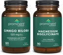 Pendukung Kesehatan Kognitif Terdekat Kognitif Bundle - Ginkgo Biloba Tambahan & Magnesium Bisglycinate Suplemen
