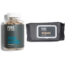 Murni untuk Men Original Vegan Cleantiness Fiber Suplement, 120 Capsules, Eco- Responsible Ready Wipes dengan Mivault dan Aloe (48 Count)