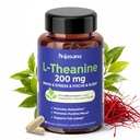 L Theanine 200mg dengan Saffron, GABA, Magnesium Glycinate & Vitamin B6, L- Theanine Suplemen Advance Complex Formula untuk Relaxation Mood & Stress Relief & Sleep Dukungan, 60 Vegan Capsules