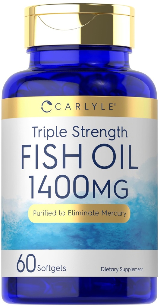 Carlyle Triple Power Omega 3 Fish Oil 124; 1400mg 124; 60 Softgels 14; Non-GMO, Gluten Free Suplemen