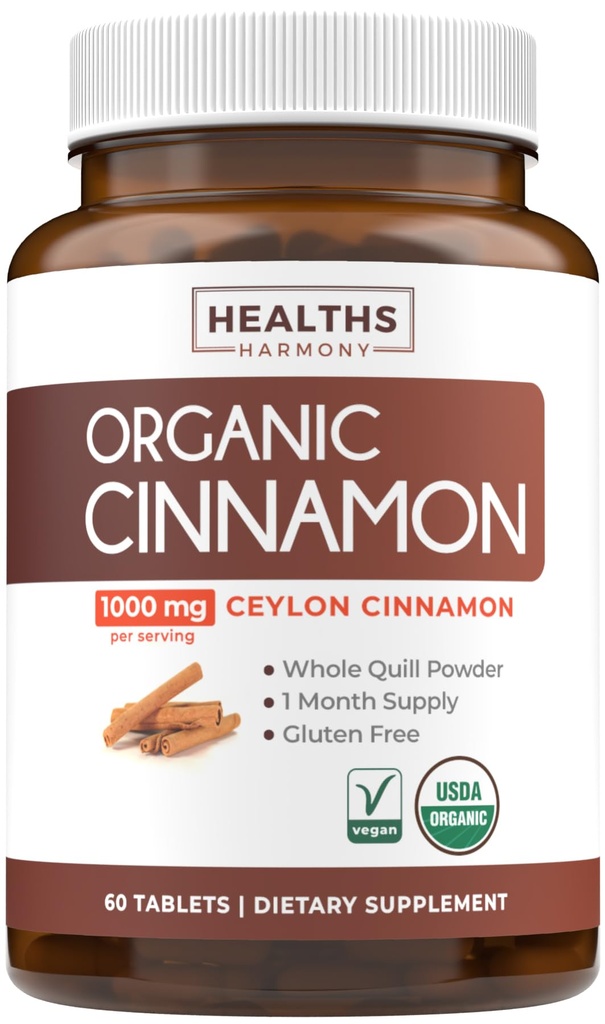 Pil Ceylon Organik USDA - Pendukung Potency Ceylon Tinggi dengan 1000mg per Serving untuk Dukungan Antioksidant Tubuh Penuh - Vegan Non-GMO cGMP Dibuat & Lab Diverifikasi (Persediaan Bulan Penuh)