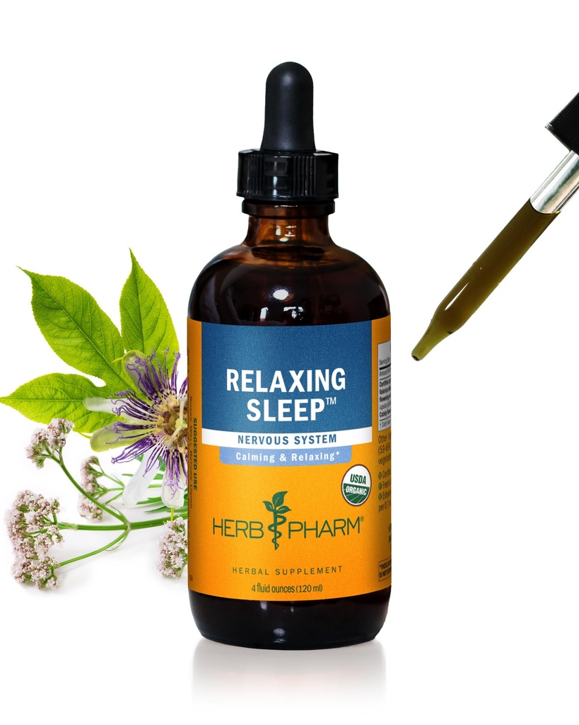 Herb Pharm Relaxing Tidur Herbal Formula dengan Ekstrak Cairan Valerian - 4 Ounce (Paket 1)