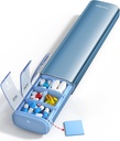 Vaydeer 7 Day Weekly Pill Organizer (Dukung 2 Kali sehari), Metal Travel Pill Case, Large Capacity Daily Cute Pill Box for Suplemen, Pills, Vitamin and Medication (Biru)