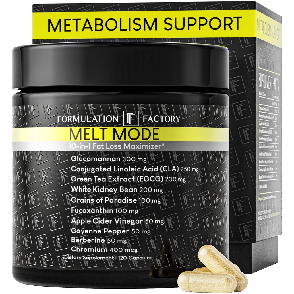 Formulasi Pabrik Metabolisme Booster - Melt Mode Thermogenic Alam Dukungan dengan Glucomannan, L- Carnitine Tea Extract - Advanced Satiety & Energy - 120 Kasules, 2 Pasokan Bulan