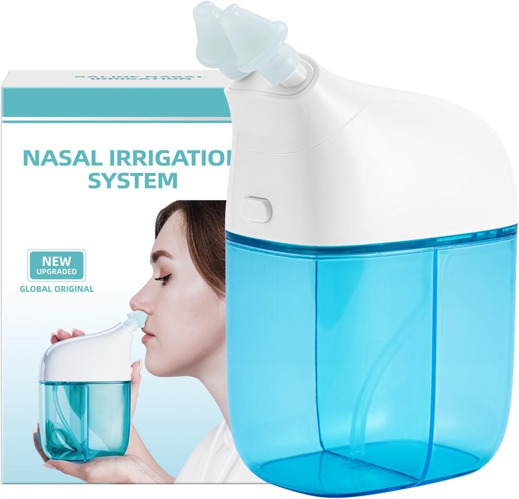 Sistem Pengawasan Nasal, Nasal Rinse Machine, Sinus Rinse Machine, Sinus Cleaner Machine with Water Tank & Limbah Collection Tank - Nose Cleaner for Sinus, Sinus Adult, Allergy Relief - Blue