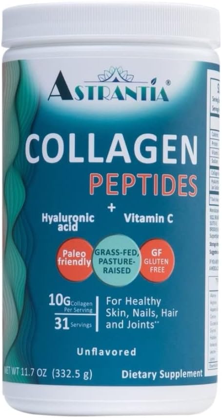 ASTRANTIA Collagen Peptides Powder, Grass- makan Unflagranted Collagen with Hyaluronic Acid and Vitamin C for Heally Nails, Skin, Hair dan Joints 124; Paleo Friendly 124; Gluten Free License 124; Non GMO 124; 11.7 OZ
