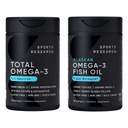 Penelitian Olahraga ® Omega-3 Bundle Fish Oil - Total Omega-3 2200mg (Krill, Salmon & Pollock) + Triple Hear Fish Oil 1250mg - High EPA & DHA Suplemen