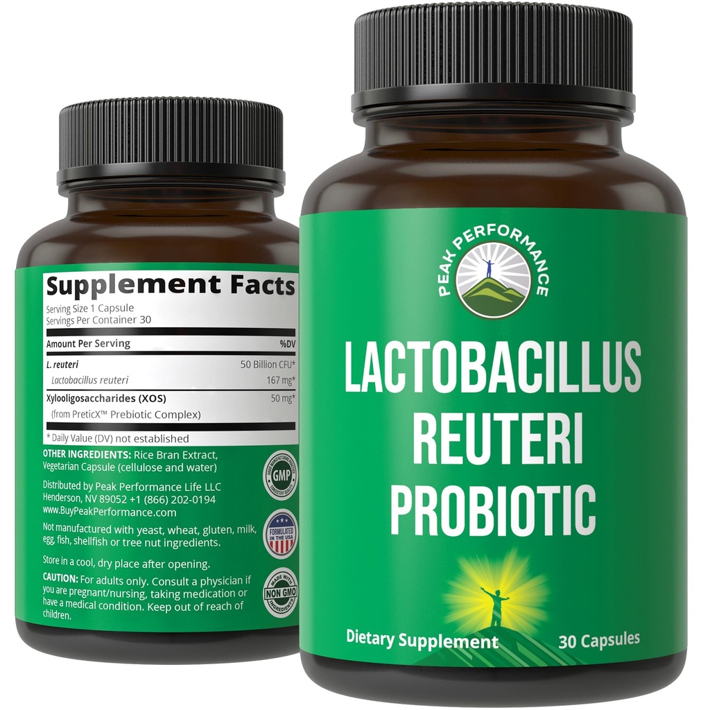 Lacrosnillus Reuteri 50 Miliar CFU Progities with Clinical Studically PreticX ® XOS Prebiotic - Probiotic Capsules for Gut Health and Digetical Support