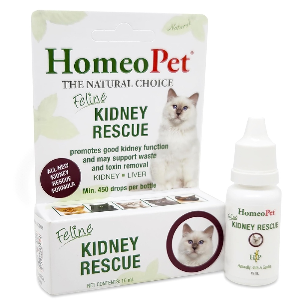 HomeoPet Feline Kidney Rescue, Supplement for Cats, 15 Milliliters