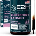 E2H Elderberry Syrup - Powerfull Antioksidants Suplemen dari Ekstrak Elderberry Organik - Sambucus Elderberry Syrup untuk Anak-anak & Dewasa untuk Dukungan Imune - Non-GMO, Vegan - 2 Fl Oz