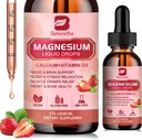 Magnesium Liquid Drop, Magnesium Glycinate Suplemen Kompleks dengan Magnesium Tadrate, Citrate, Kalsium, Potasium, Vitamin, Zinc - Dukungan Relaxation, Energi dan Bowel Kesehatan