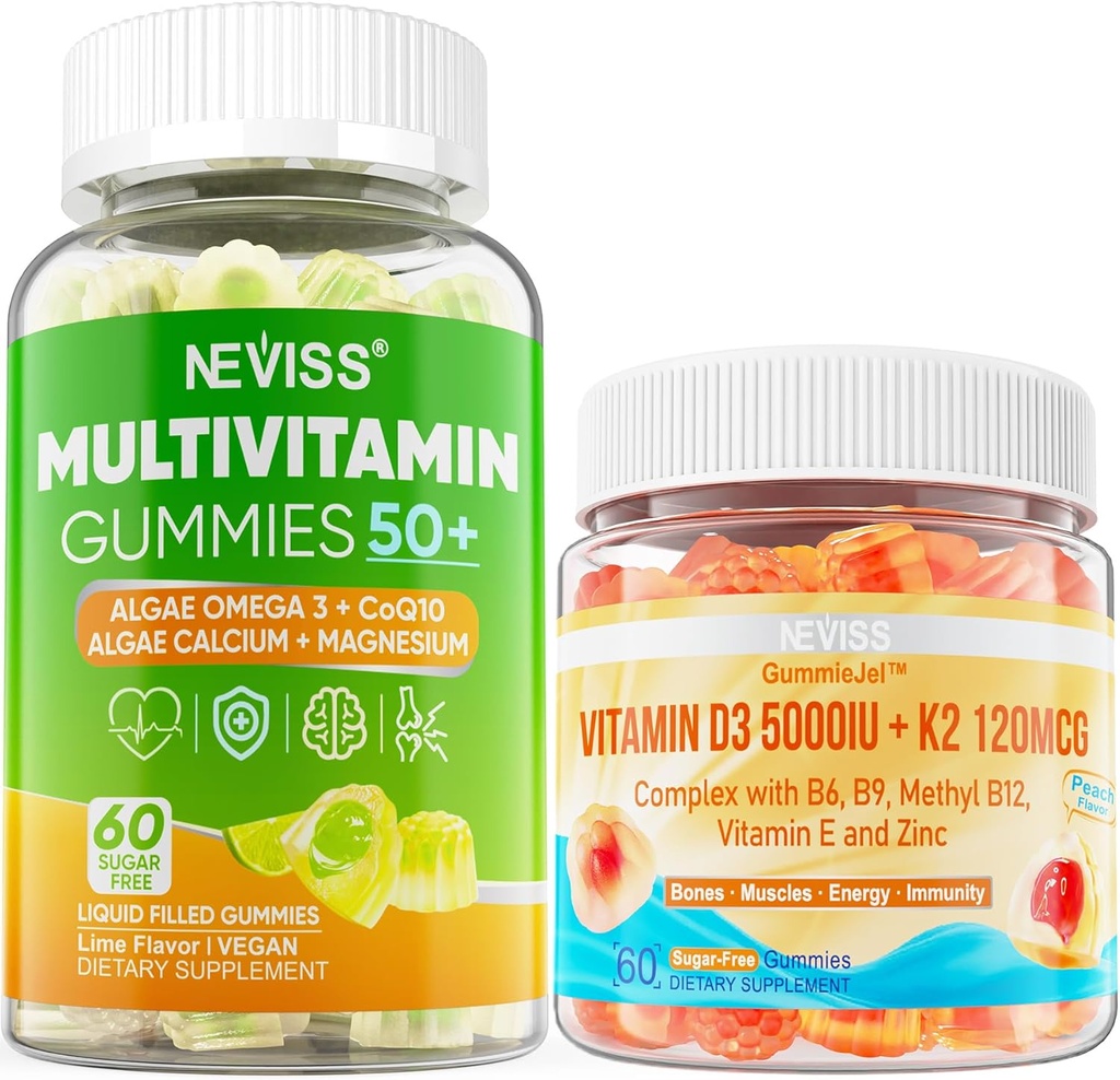 NEVISS Bundle - Women & Men 50 + Multivitamin 1 Pack + D3 5000IU K2 120mcg