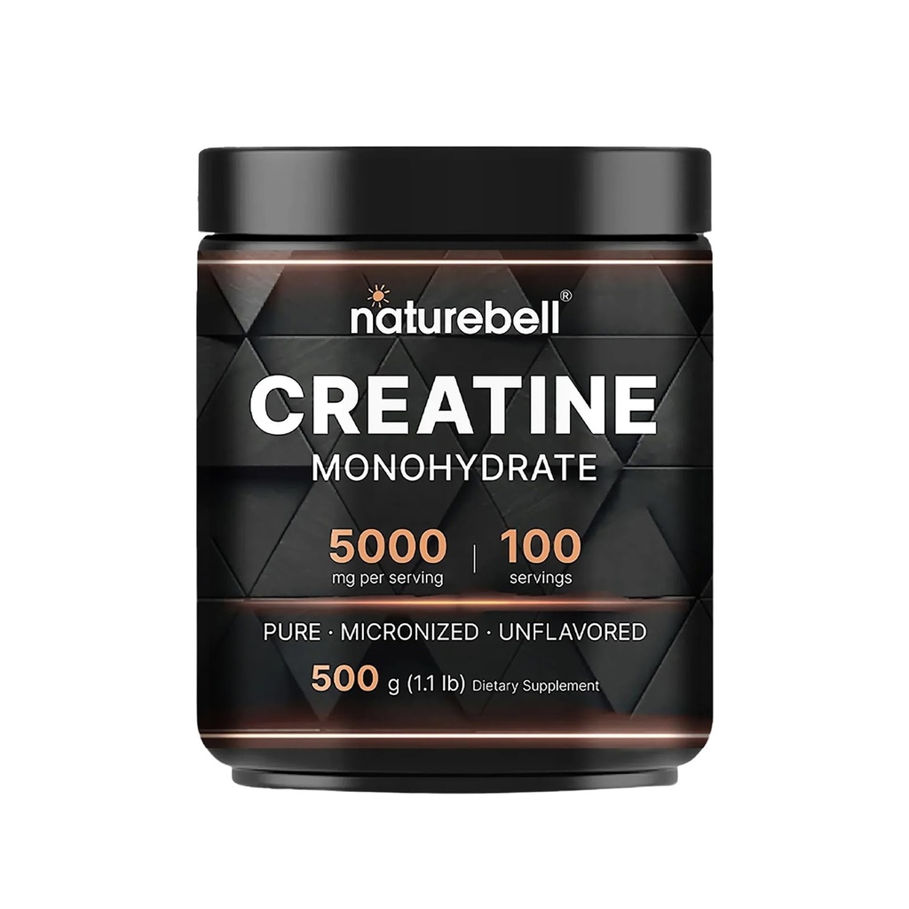 NatureBell Creatine Monohydrate Powder - 500g - Micronized Powder - Delivers 50000mg Creatine Per Serving - Pre-Workout atau Post-Workout Dukungan * - Vegan & Keto Friendly - Unflashed