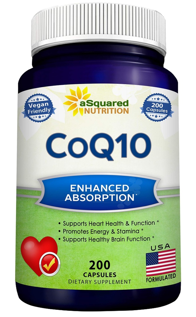 ASquared Nutrition CoQ10 (400mg Max Kekuatan, 200 Kapsul)