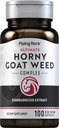 Piping Rock Horny Goat Weed for Men 124; 100 Capsules 12.4; Ultimate Complect Extract Supplement At124; Vegetarian, Non- GMO, Gluten Free